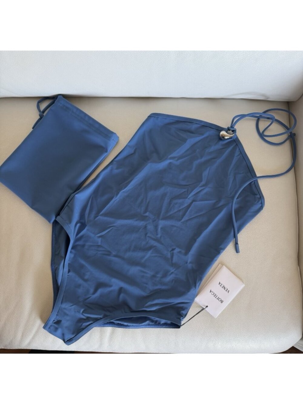 NWT BOTTEGA Veneta Swimsuit One Piece Blue Nylon Sz M - Picture 2 of 7